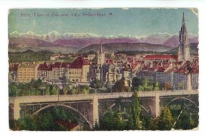 Switzerland - Bern. City View & Alps  (creases)