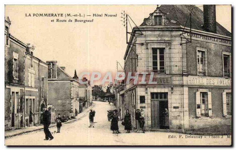 Old Postcard The New pommeraye hotel and road Bourgneuf