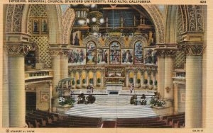 Vintage Postcard 1920's Interior Memorial Church Stanford Univ. Palo Alto Calif.
