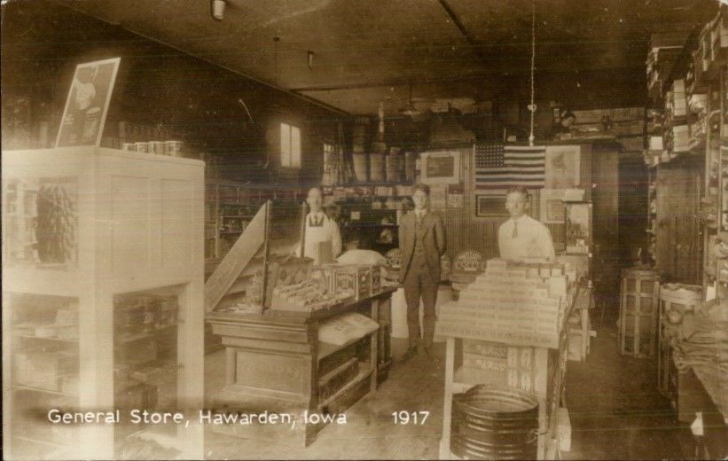 Hawarden IA General Store Interior 1917 c1960s70s REPRODUCTION RPPC