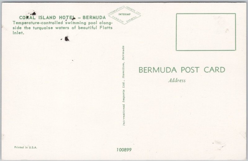 Coral Island Hotel Bermuda Swimming Pool Postcard H68