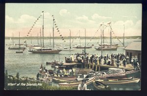Early Five Islands, Maine/ME Postcard, Activity At Wharf, Sailboats