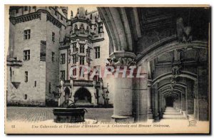 Old Postcard Chateau de Pierrefonds An Colonnade and the Staircase of Honor