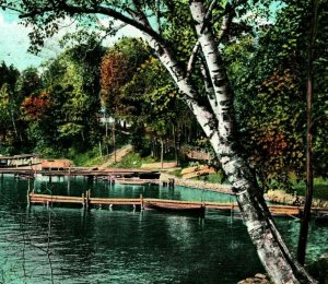 Catskill Bay Boat Docks Lake George New York NY 1910 Vtg  Postcard