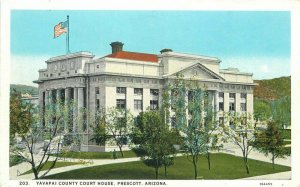 Central Prescott Arizona 1920s Yavapai County Court House Postcard Teich 20-2689