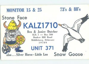 Pre-1980 RADIO CARD - CB HAM OR QSL Middletown Delaware DE AH2770