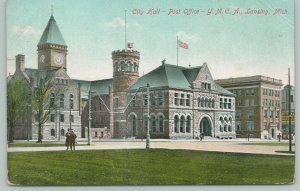 Lansing Michigan~City Hall Post Office YMCA~c1910 Postcard
