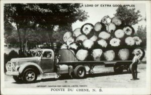 Pointe du Chene New Brunswick Giant Apples on Truck Exaggeration RPPC 