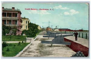 Charleston South Carolina SC Postcard South Battery Harbor Canon Balls c1910's