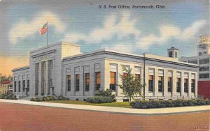 Post Office Portsmouth Ohio linen postcard