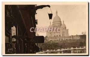 Old Postcard Paris strolling Sacre Coeur seen from the street of Montmartre S...