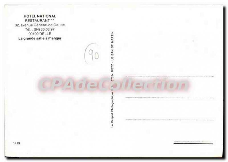 Postcard Modern National Hotel General de Gaulle Avenue delle restaurant's la...