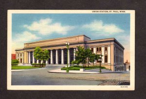 MN Union Railroad Train Station Depot St Paul Minnesota Linen Postcard