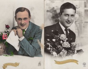 Saint Nicolas France Gay LGBT Man In Lipstick 2x RPC Antique Postcard s