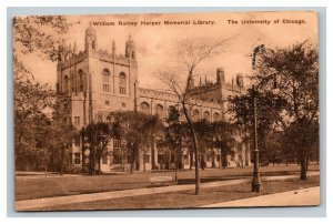 Vintage 1924 Postcard William Rainey Harper Library University of Chicago IL