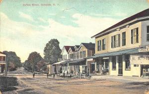 1913 Geneva NY Castle Street Storefronts Horse & Wagons, Postcard