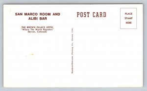 San Marco Room  Alibi Bar   Denver  Colorado   Postcard