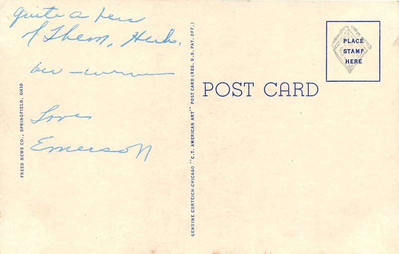 Springfield Ohio 1940s Postcard Chemistry building Wittenberg College