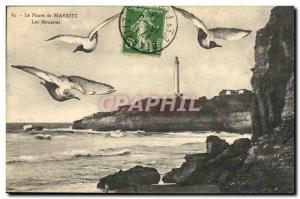 Old Postcard Lighthouse Biarritz Lighthouse Gulls