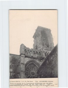 Postcard Tower and face of the Cathedral broken with howither shell, France