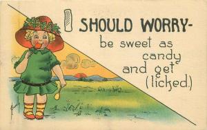 Artist impression Candy girl Calvary Comic Humor 1914 Postcard 2422