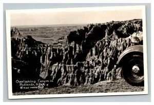 Vintage 1930's RPPC Postcard Antique Car Wheel Badlands South Dakota 