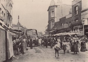 Broadway Market in 1905 Lord Nelson Pub Hackney London Postcard