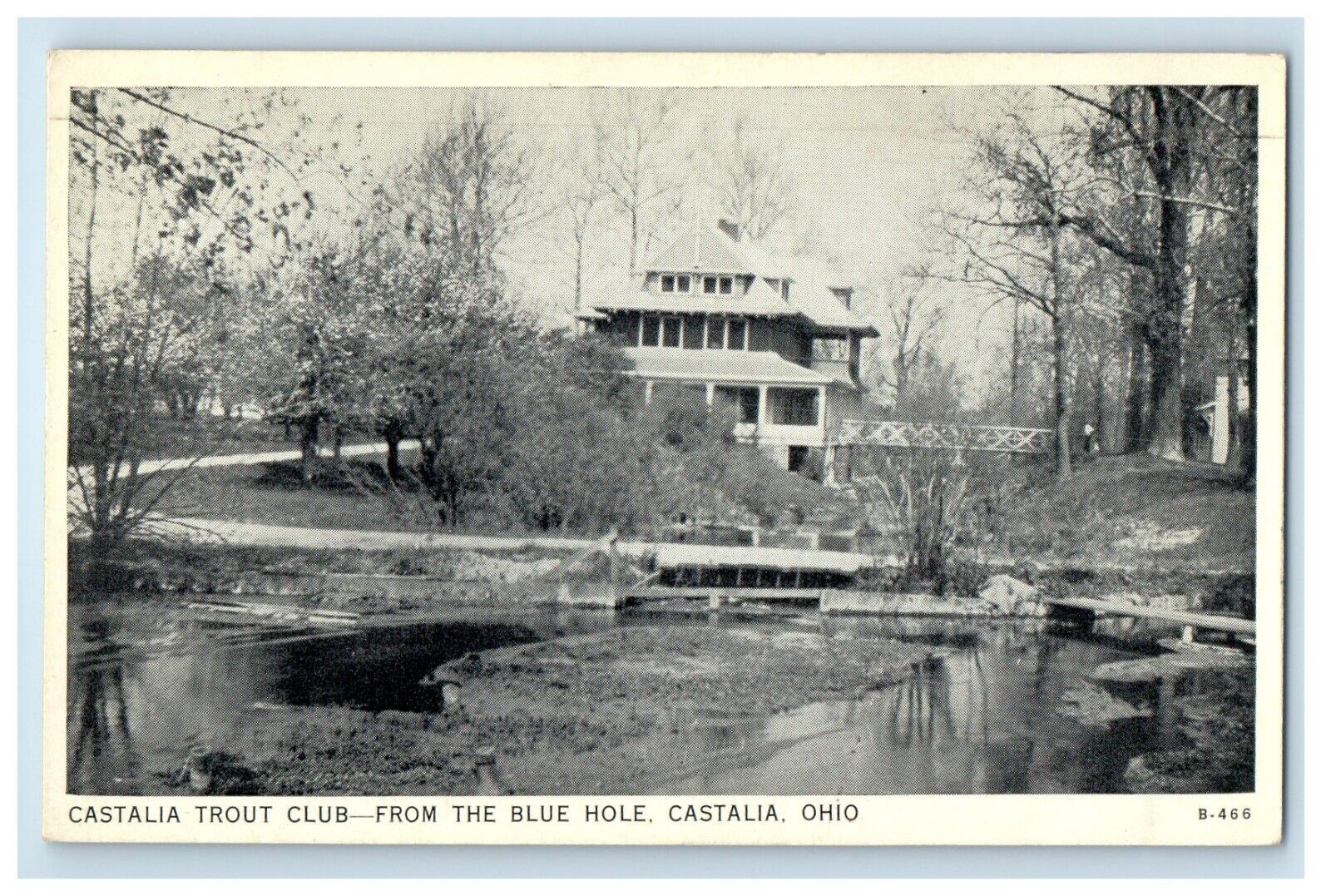 1937 Castalia Trout Club House Bridge From Blue Hole Castalia Ohio OH