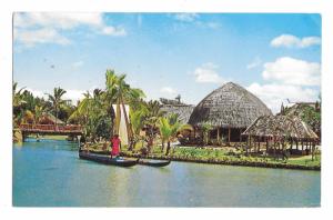 Hawaii Laie Samoan Canoe Polynesian Cultural Center Lagoon Vintage Postcard
