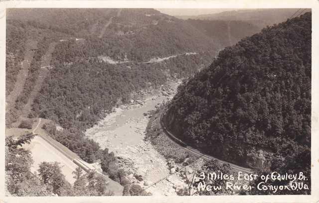 RPPC Railroad Train New River Canyon WV West Virginia near Gauley Bridge pm 1942