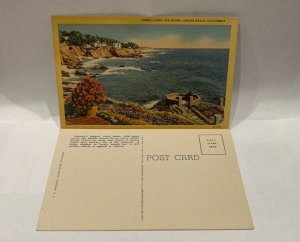 Homes Along The Shore Laguna Beach CA~ Linen Postcard ~ 1935~ Unused