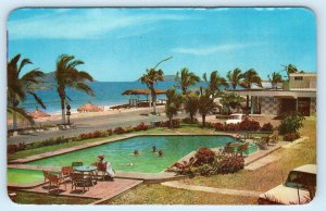 MAZATLAN, Sinaloa Mexico ~ Roadside MOTEL AGUA MARINA Swimming Pool Postcard