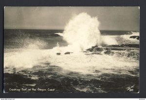 Crashing Surf on the Oregon Coast - The Look-out # 809 EKC c.1930-50 RPPC