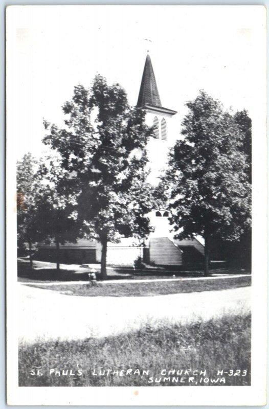 c1940s Sumner, IA RPPC St Paul's Lutheran Church Chapel Real Photo PC Vtg A131