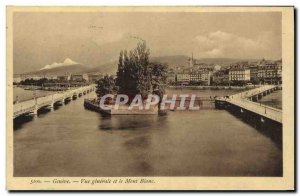 Old Postcard General view Geneva and Mont Blanc