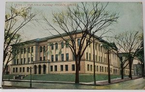 Toledo Ohio High School Building 1909 to Ann Arbor Michigan Postcard H18