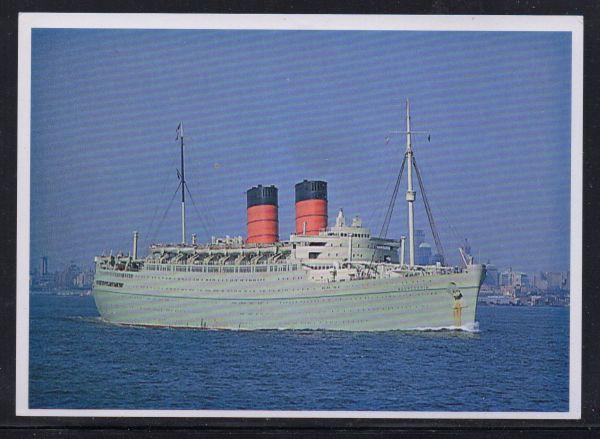 Ship SS Mauretania Cunard Lines colour PC New York 1963 unused