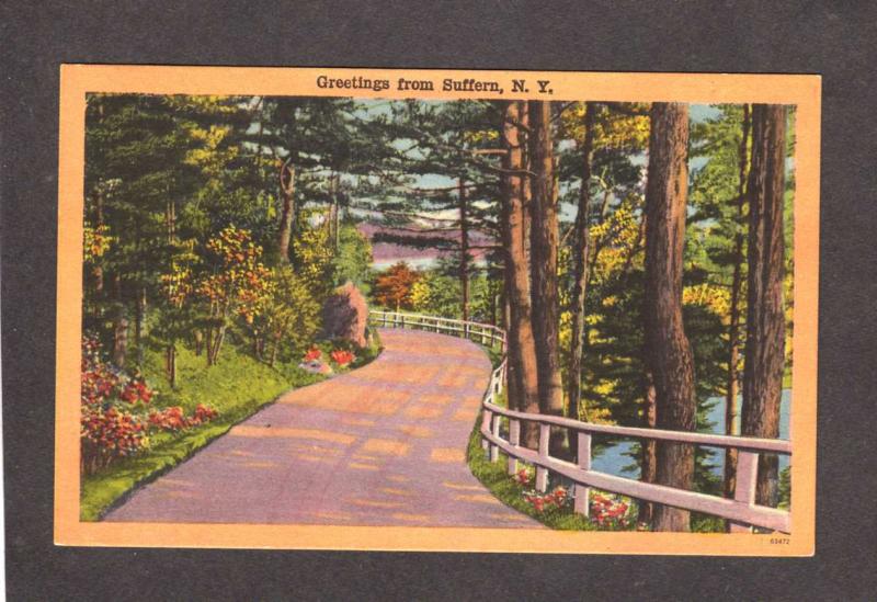 NY Greetings From Suffern New York Linen Postcard