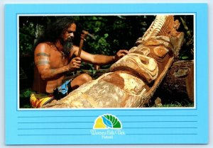 WAIMEA FALLS PARK, Hawaii HI ~ TIKI CARVER Demonstration  4x6 Postcard 1993