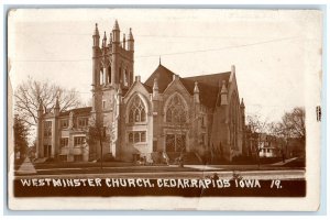 Cedar Rapids Iowa IA RPPC Photo Postcard Westminster Church 1915 Posted