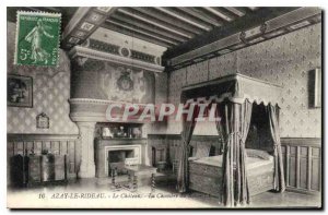 Old Postcard Azay the curtain Chateau La King Bedroom