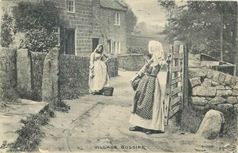 Country life 1904 postcard peasant women village gossip