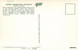 1960s Carefree International Restaurant Arizona Petley postcard 5435
