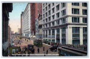 State Street Looking North From Madison Street Trolley Chicago IL Postcard