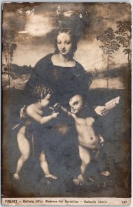 VINTAGE POSTCARD ART MADONNA AND (2) CHILDREN REAL PHOTO RPPC FLORENCE GALLERY