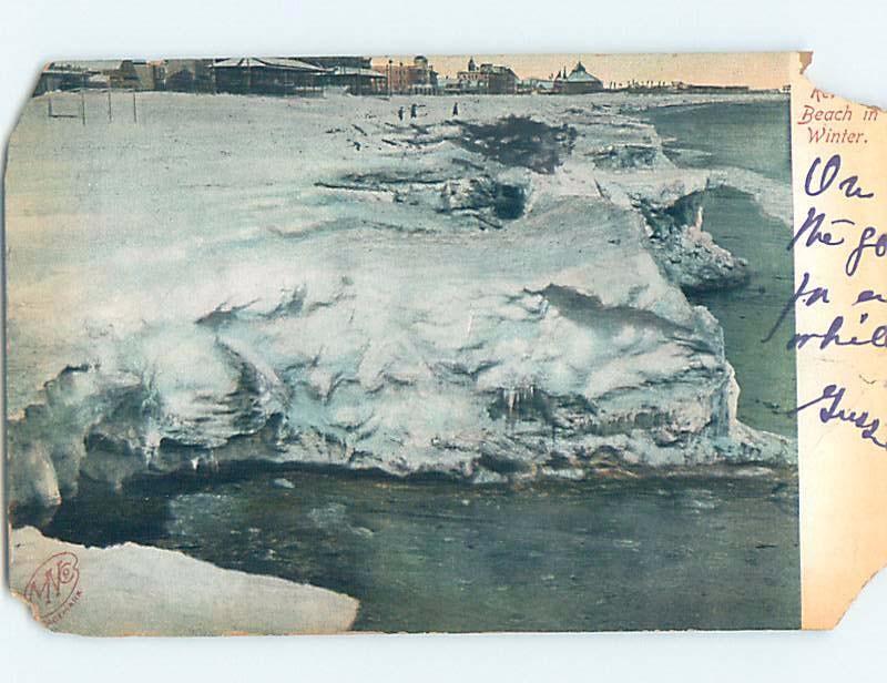 Damaged Badly Pre-1907 BEACH SCENE Revere Beach - Boston Massachusetts MA A3624