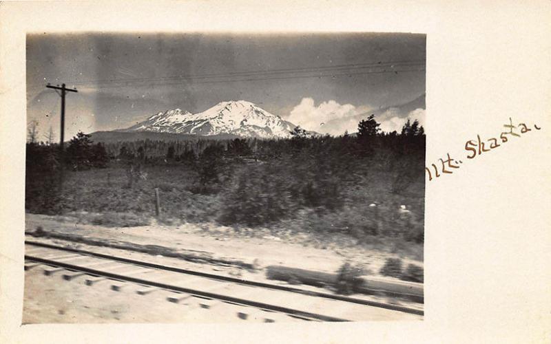 Mount Shasta CA Railroad Tracks RPPC Postcard