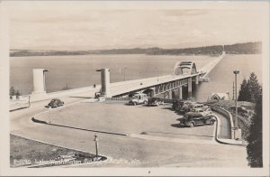 RPPC Postcard Lake Washington Bridge Seattle Washington WN Vintage Cars