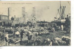 NEW ORLEANS LOUISIANA THE LEVEE COTTON SHIPPING BOATS ANT...