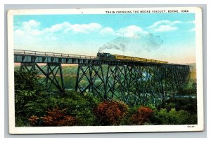 Vintage 1920's Postcard Train Crossing the Boon Viaduct in Boone Iowa
